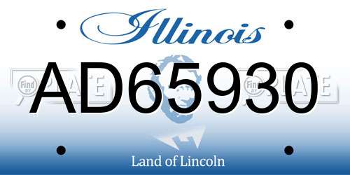 AD65930 Illinois License Plate