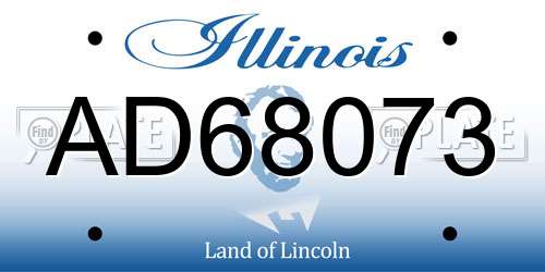 AD68073 Illinois License Plate