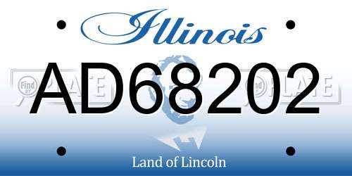 AD68202 Illinois License Plate
