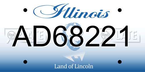 AD68221 Illinois License Plate
