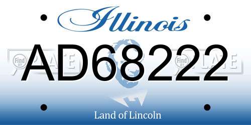 AD68222 Illinois License Plate