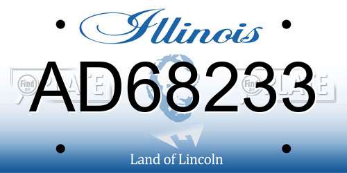 AD68233 Illinois License Plate