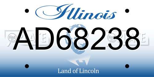 AD68238 Illinois License Plate
