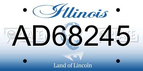 AD68245 Illinois License Plate