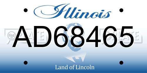 AD68465 Illinois License Plate