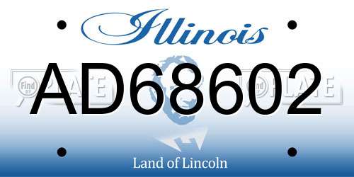 AD68602 Illinois License Plate