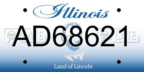 AD68621 Illinois License Plate