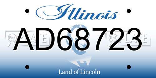 AD68723 Illinois License Plate