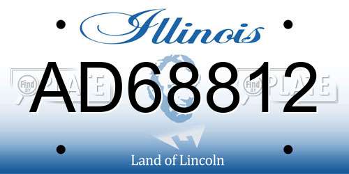 AD68812 Illinois License Plate