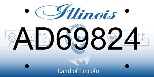 AD69824 Illinois License Plate