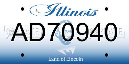 AD70940 Illinois License Plate