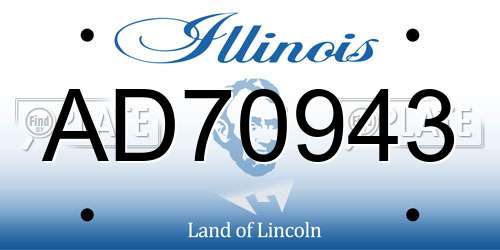 AD70943 Illinois License Plate