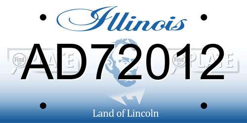 AD72012 Illinois License Plate