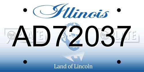 AD72037 Illinois License Plate