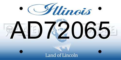 AD72065 Illinois License Plate