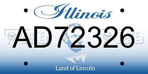 AD72326 Illinois License Plate