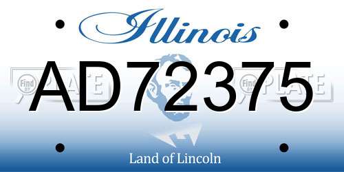 AD72375 Illinois License Plate