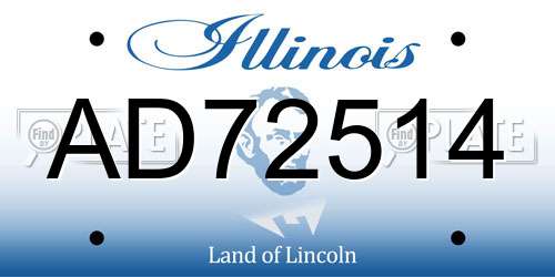 AD72514 Illinois License Plate