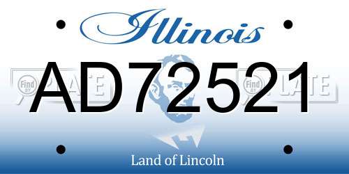 AD72521 Illinois License Plate
