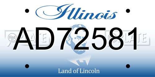 AD72581 Illinois License Plate