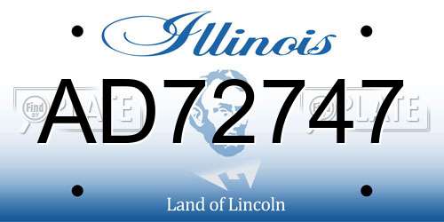 AD72747 Illinois License Plate