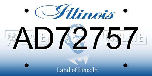 AD72757 Illinois License Plate