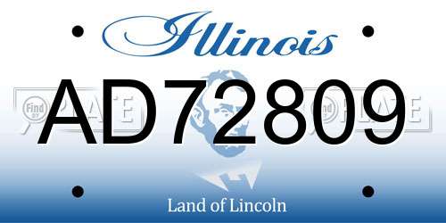 AD72809 Illinois License Plate
