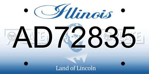 AD72835 Illinois License Plate