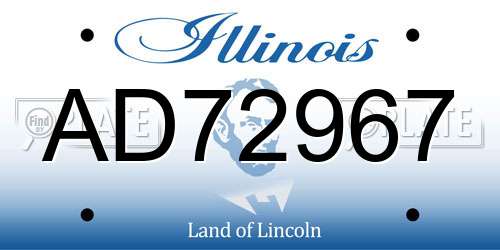 AD72967 Illinois License Plate