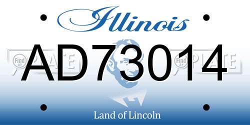 AD73014 Illinois License Plate