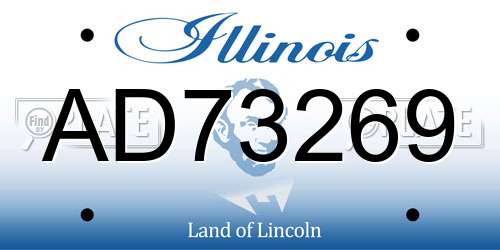 AD73269 Illinois License Plate