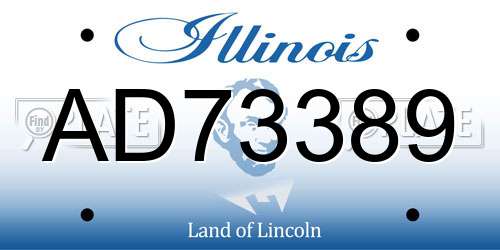 AD73389 Illinois License Plate