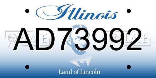 AD73992 Illinois License Plate