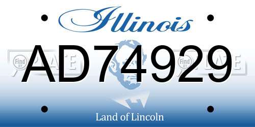 AD74929 Illinois License Plate