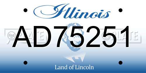 AD75251 Illinois License Plate