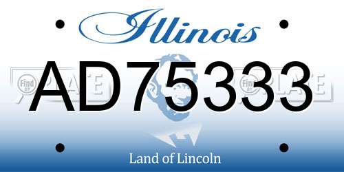 AD75333 Illinois License Plate