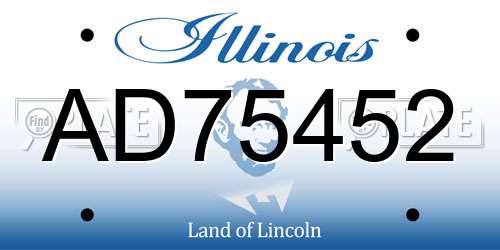 AD75452 Illinois License Plate
