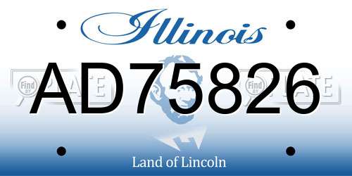 AD75826 Illinois License Plate