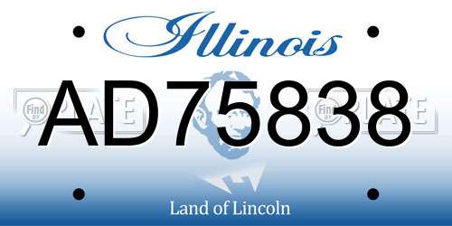 AD75838 Illinois License Plate