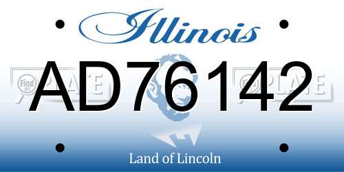 AD76142 Illinois License Plate