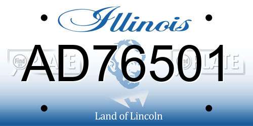 AD76501 Illinois License Plate