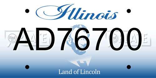 AD76700 Illinois License Plate
