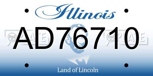 AD76710 Illinois License Plate