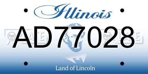 AD77028 Illinois License Plate