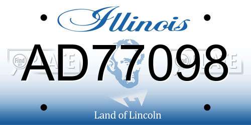 AD77098 Illinois License Plate