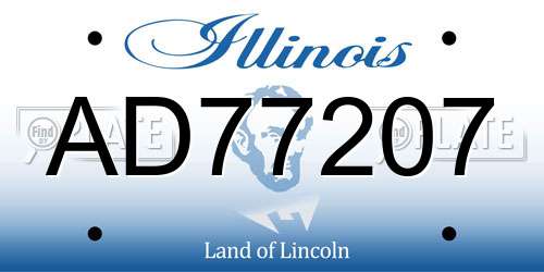 AD77207 Illinois License Plate