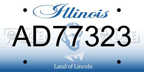 AD77323 Illinois License Plate