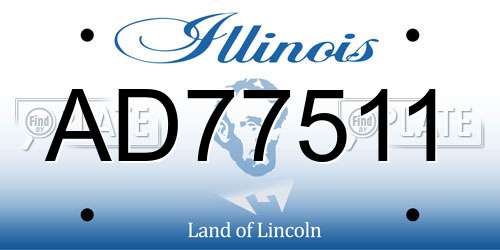 AD77511 Illinois License Plate
