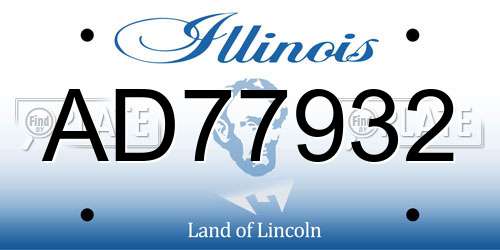 AD77932 Illinois License Plate