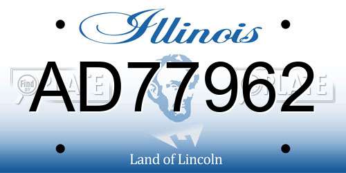 AD77962 Illinois License Plate